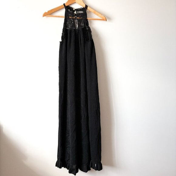 Zara Mixed Knit Cotton Blend Sleeveless Midi Dress NWT Black Size Small - Picture 6 of 12